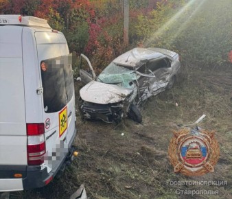В Ставрополье микроавтобус с 18 детьми столкнулся с легковушкой, водитель погиб