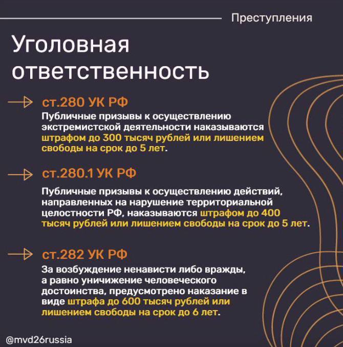 Полиция Ессентуков напоминает об административной и уголовной ответственности за действия экстремистского характера Полиция Ессентуков напоминает об административной и уголовной ответственности за действия экстремистского характера