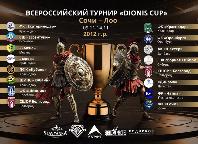 DIONIS CUP LOO !. Анонсируем состав участников на Всероссийском турнире «DIONIS CUP» , среди юношей 2012 года рождения ! Регламент турнира :