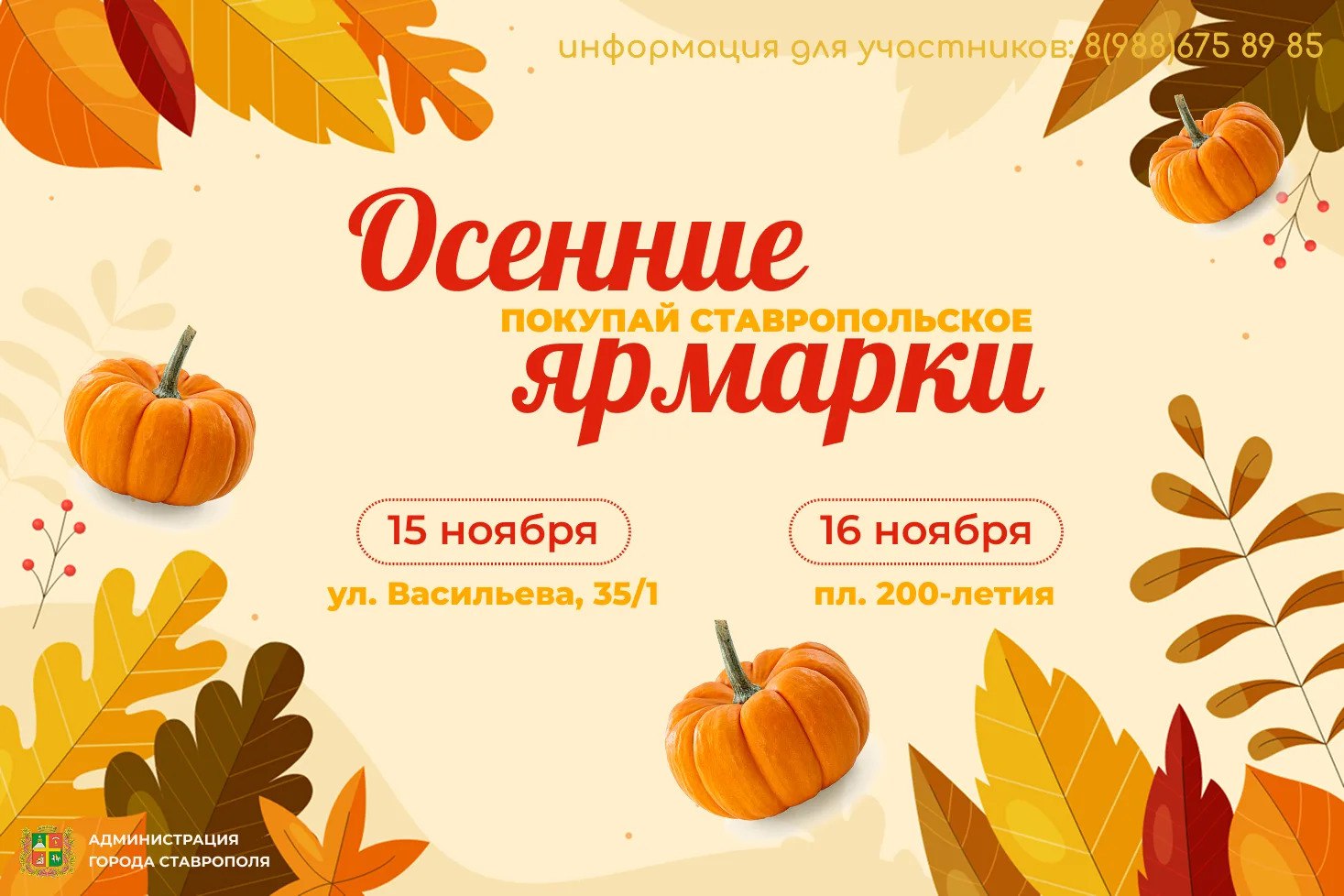 Две осенние ярмарки пройдут в Ставрополе 15 и 16 ноября