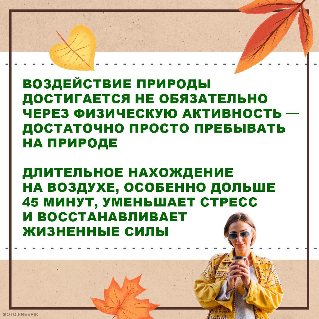 Природа лечит душу. Вы знали, что прогулка среди деревьев снижает уровень стресса сильнее, чем сеанс массажа? Сегодня поговорим о том, как контакт с природой помогает нам восстанавливать эмоциональное равновесие и... Природа лечит душу. Вы знали, что прогулка среди деревьев снижает уровень стресса сильнее, чем сеанс массажа? Сегодня поговорим о том, как контакт с природой помогает нам восстанавливать эмоциональное равновесие и...