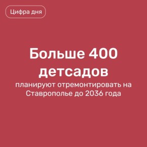 По президентской программе в крае до 2036 года запланирован ремонт 400 детсадов
