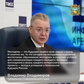 В ходе пресс-конференции на площадке ТАСС губернатор Ставрополья Владимир Владимиров рассказал о молодежных проектах, реализующихся в регионе