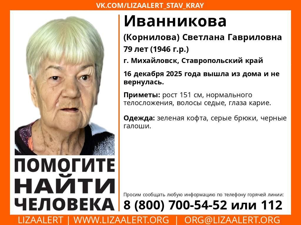 В Михайловске ищут пропавшую пенсионерку