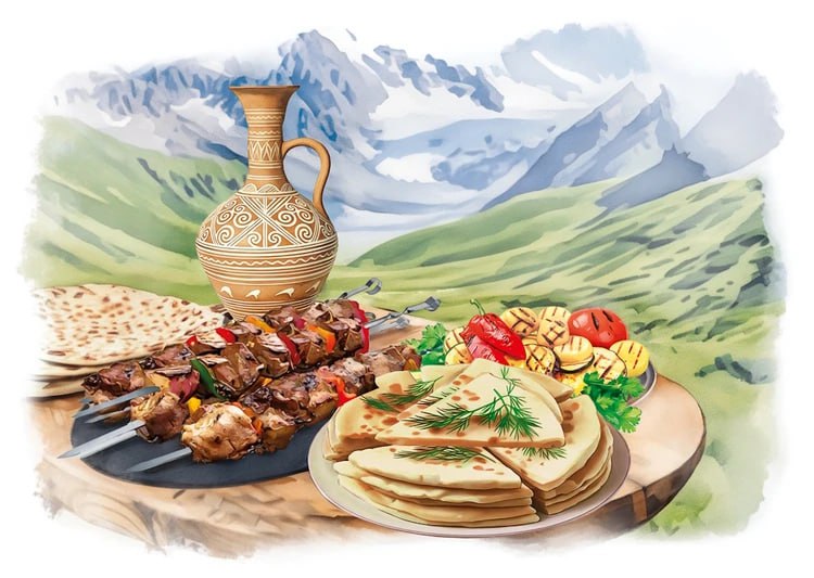 В России выпустили марки и открытки с кавказским шашлыком В России выпустили марки и открытки с кавказским шашлыком