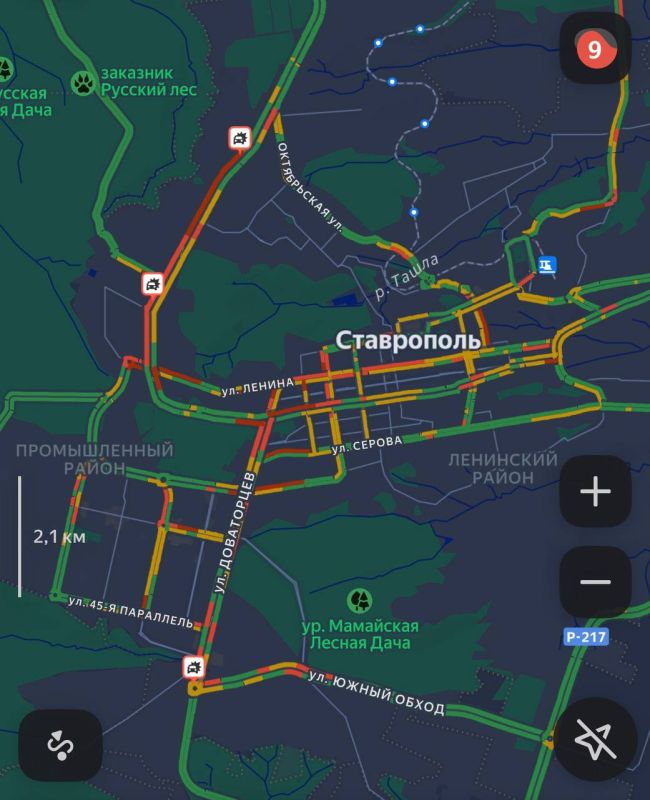 9-балльные пятничные пробки сковали Ставрополь этим вечером