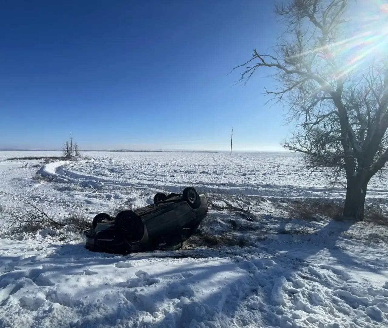 В Буденновском округе в результате съезда с дороги пострадал один человек В Буденновском округе в результате съезда с дороги пострадал один человек