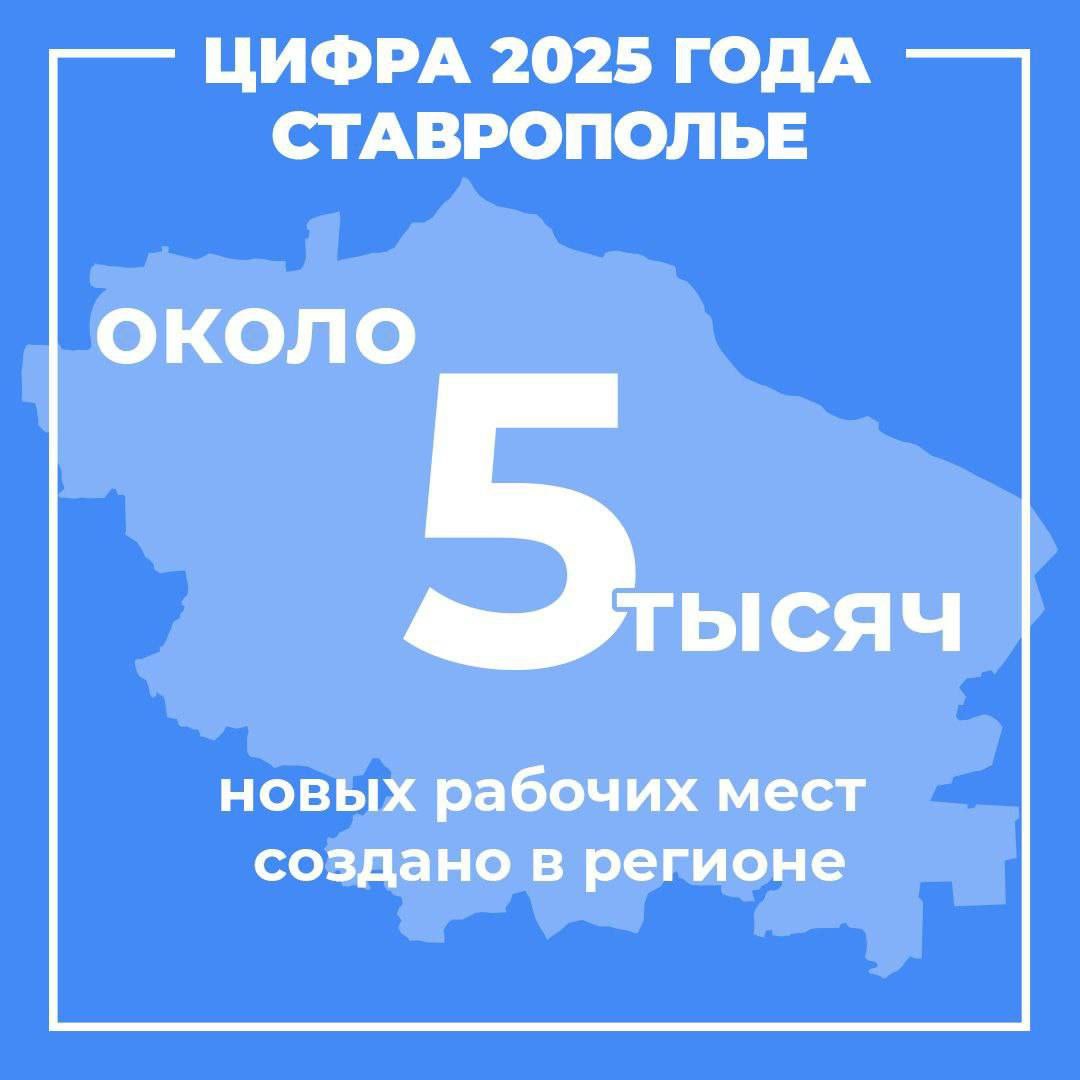 5 тысяч новых рабочих мест создано на Ставрополье в прошлом году