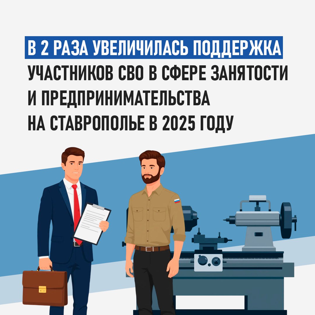 Поддержка участников СВО в сфере занятости и предпринимательства в 2025 году увеличилась в 2 раза