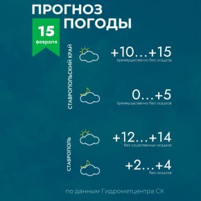 Погода на Ставрополье 15 февраля
