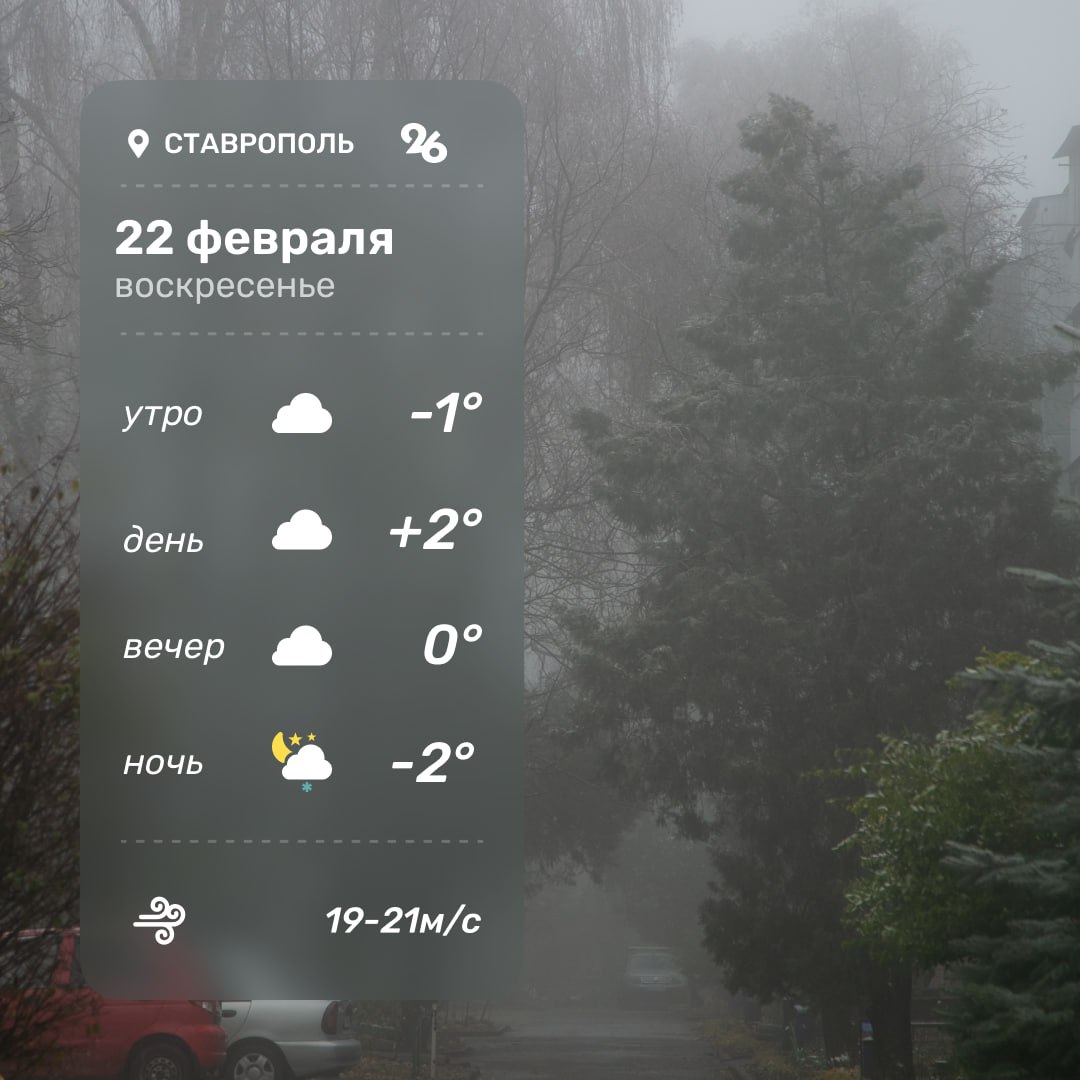 Погода в Ставрополе 22 февраля