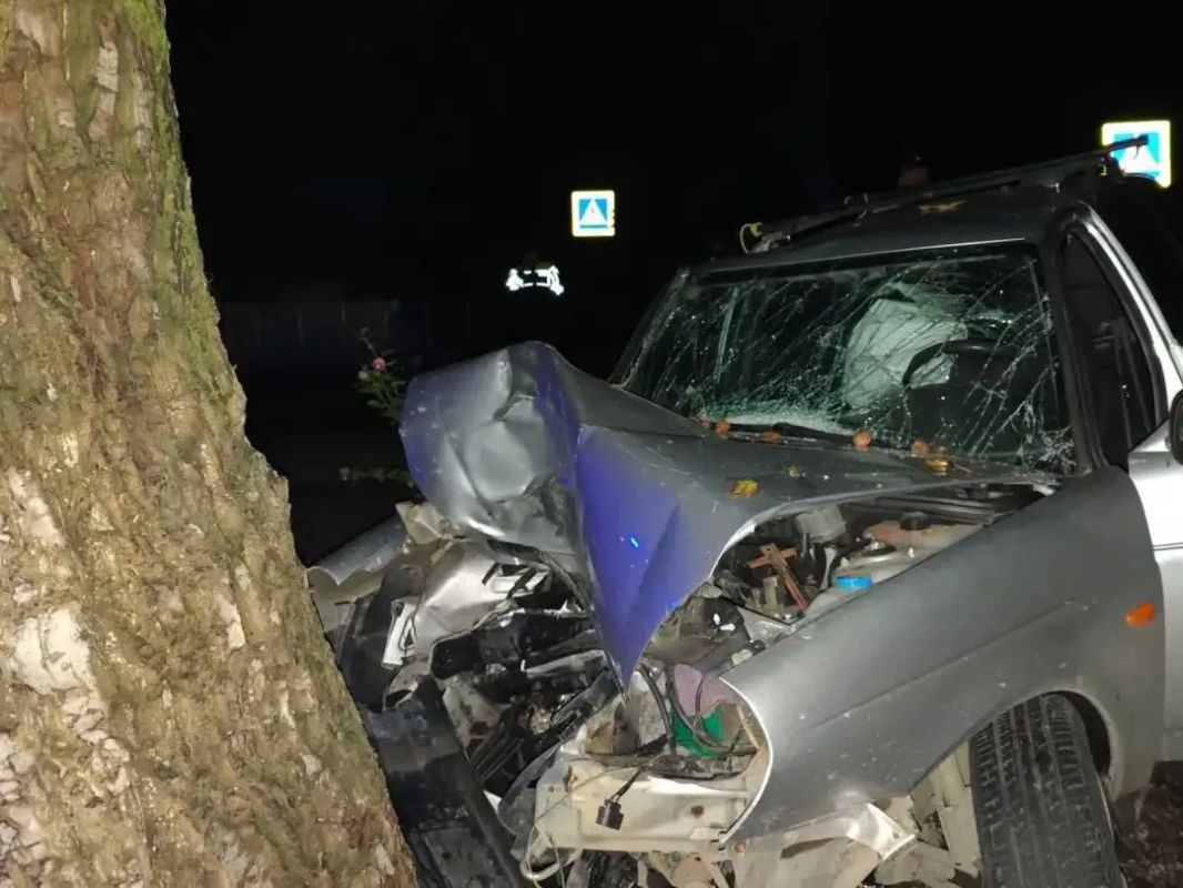 Водитель автомобиля "Лада приора" погиб после столкновения с деревом в Пятигорске Ставропольского края