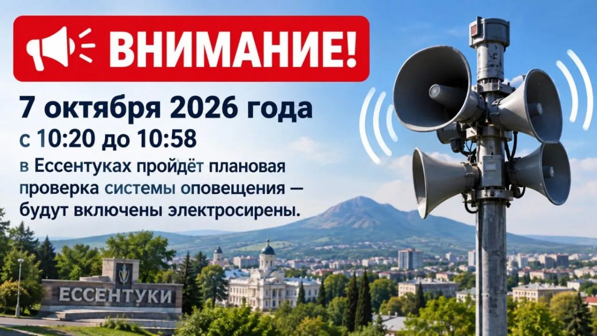 7 октября 2026 года с 10:20 до 10:58 пройдёт проверка системы оповещения - будут включены электросирены