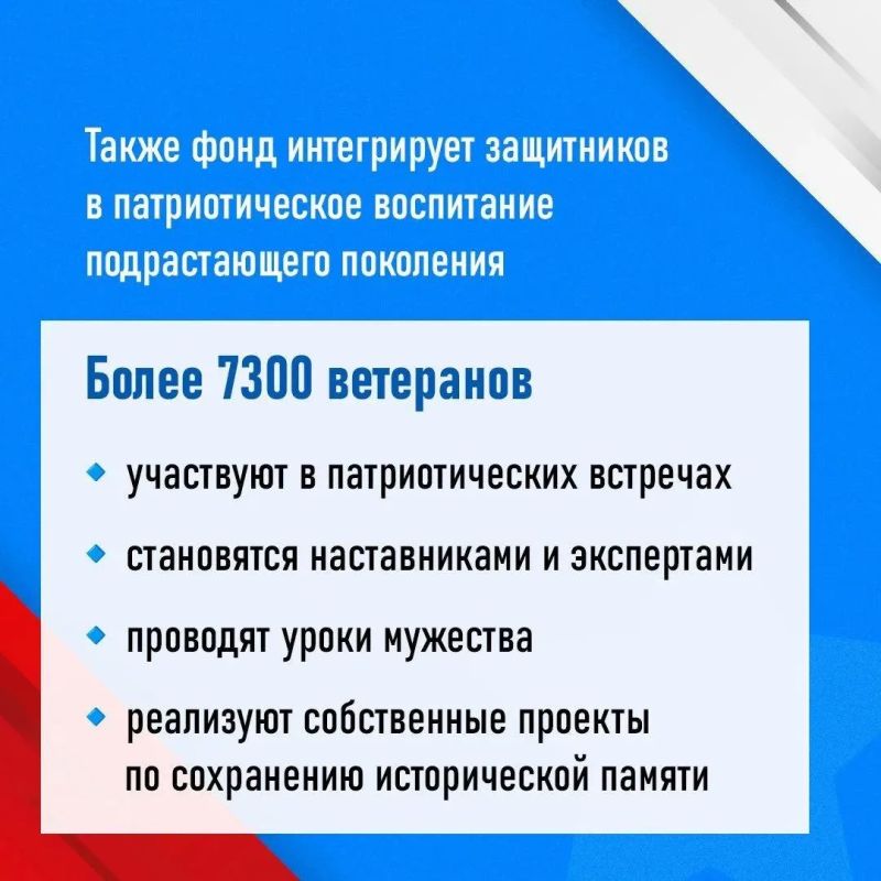Госфонд «Защитники Отечества» продолжает комплексную работу по возвращению участников СВО к полноценной мирной жизни Госфонд «Защитники Отечества» продолжает комплексную работу по возвращению участников СВО к полноценной мирной жизни