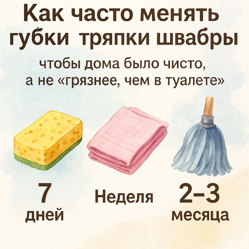 Гигиена уборки: когда пора менять губки и тряпки